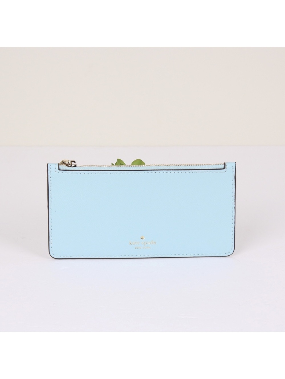 Kate Spade Lucy Medium L-Zip Wristlet Blue Saffiano Leather Wallet
